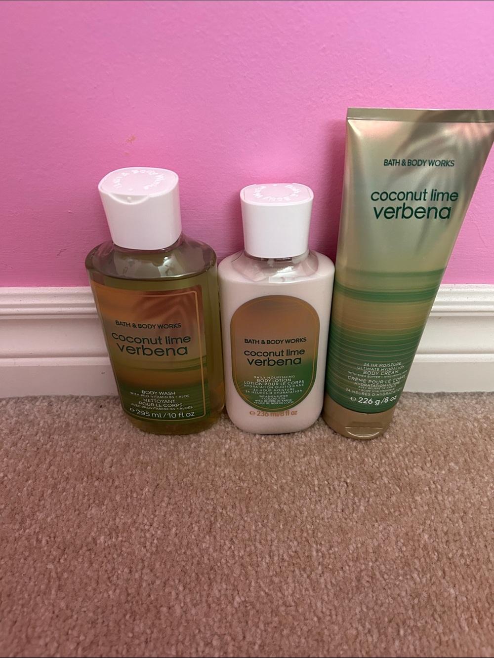 Bath & Body Works Coconut Lime Verbena Body Wash, Lotion & Cream - Green, White